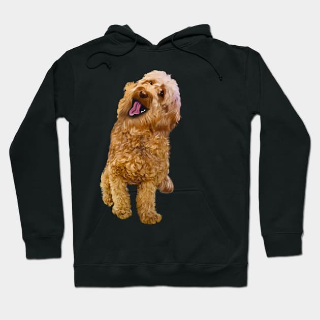 Cavapoo kisses ! Cute Cavapoo Cavoodle puppy dog with open mouth and tongue out - cavalier king charles spaniel poodle, puppy love Hoodie by Artonmytee